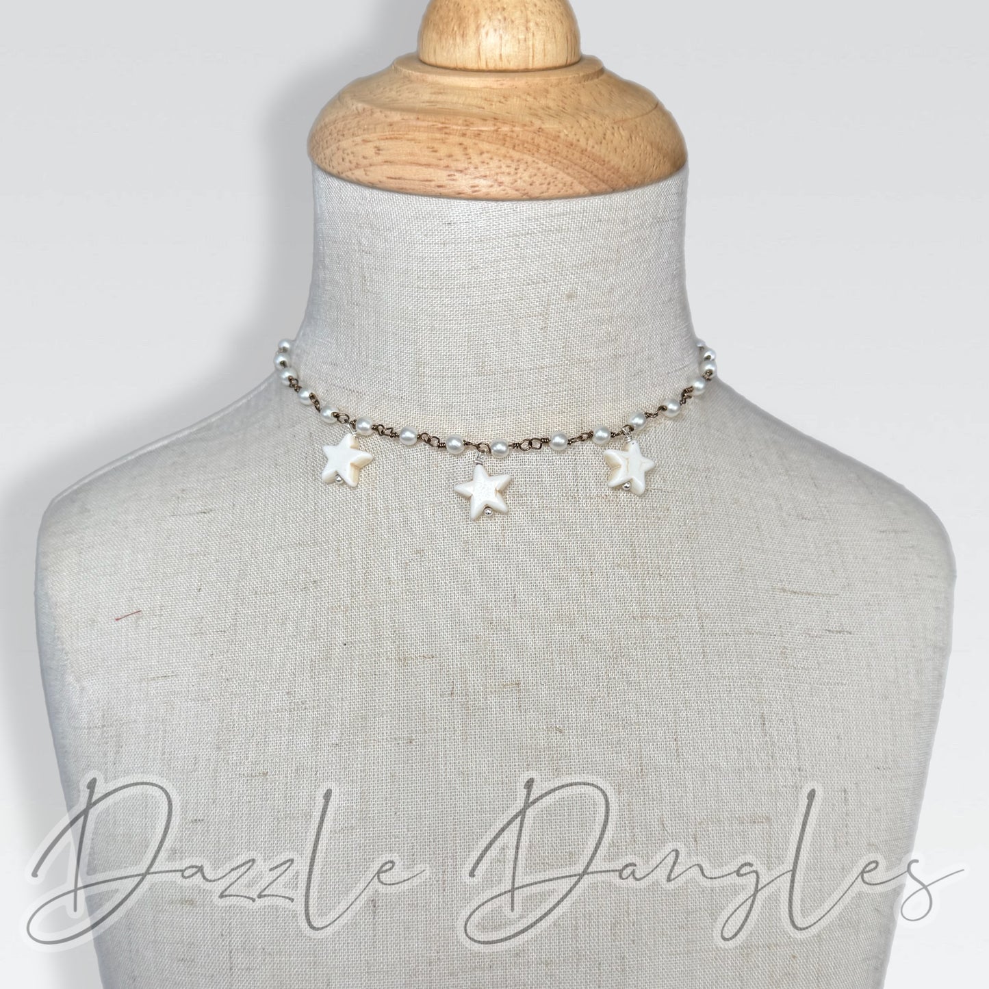 White Stone Star Choker 10”-12”