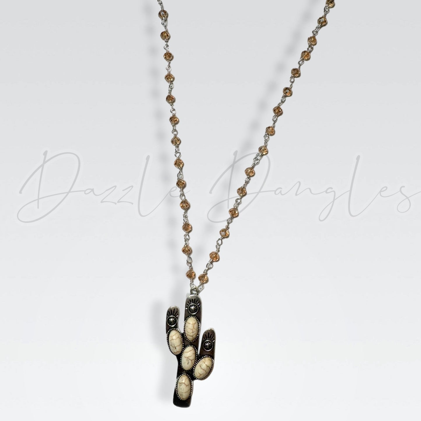 Neutral Cactus beaded necklace