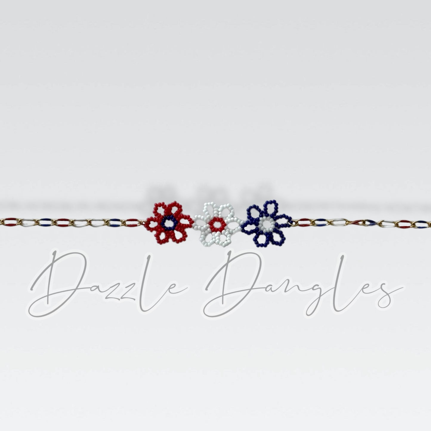 Beaded RWB flowers KIDS choker style