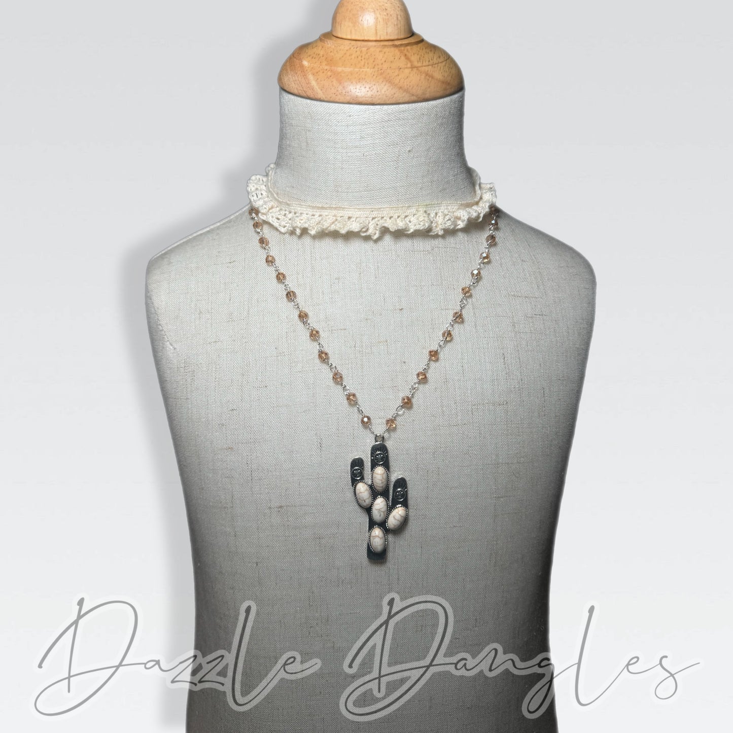 Neutral Cactus beaded necklace