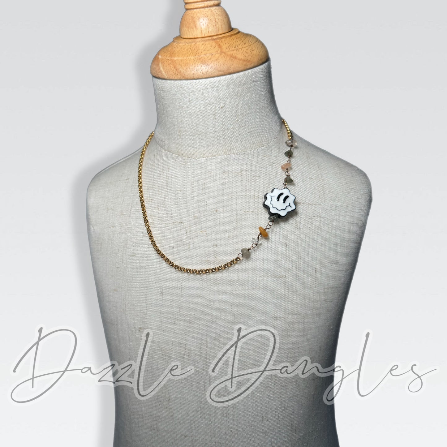 Black Drippy Smiley Stone Chip Boys Chain