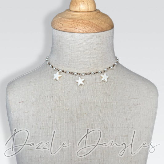 White Stone Star Choker 10”-12”