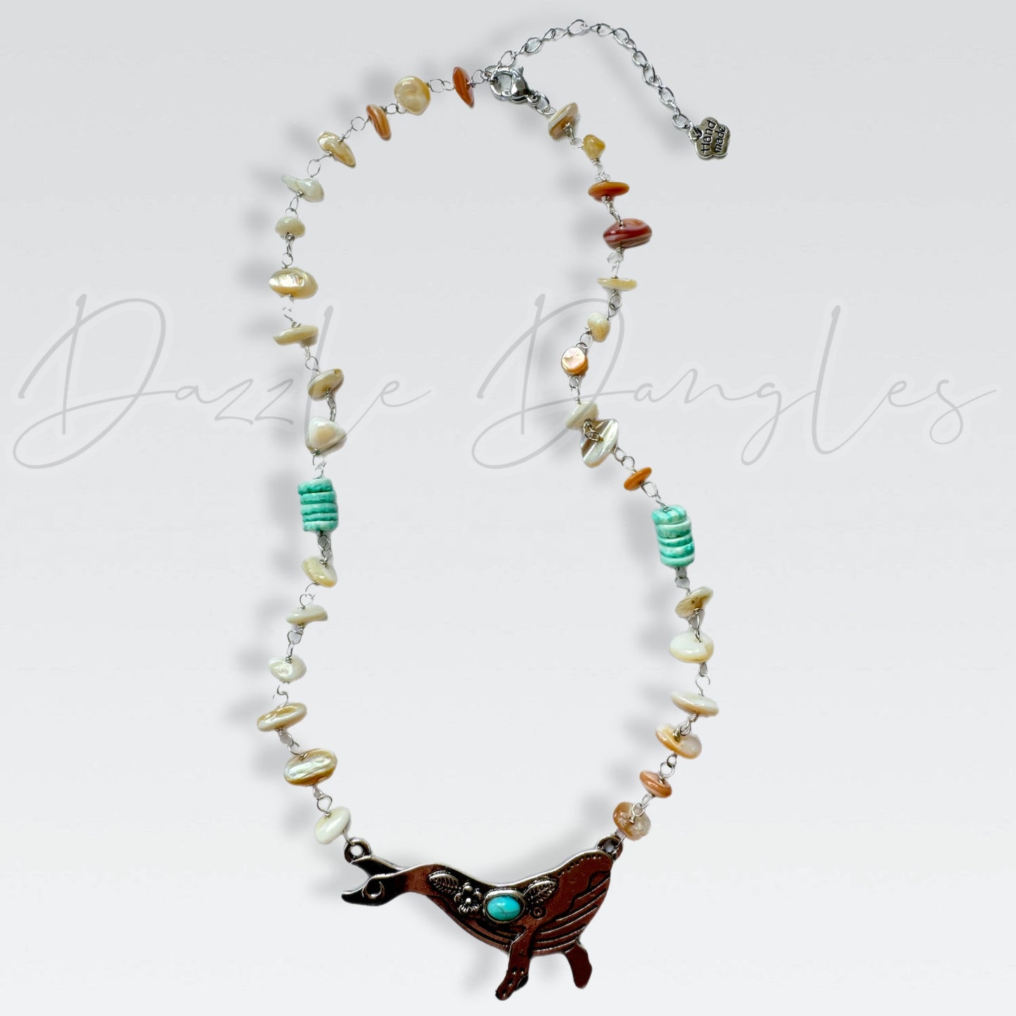 Turquoise Stone Chip Whale Necklace
