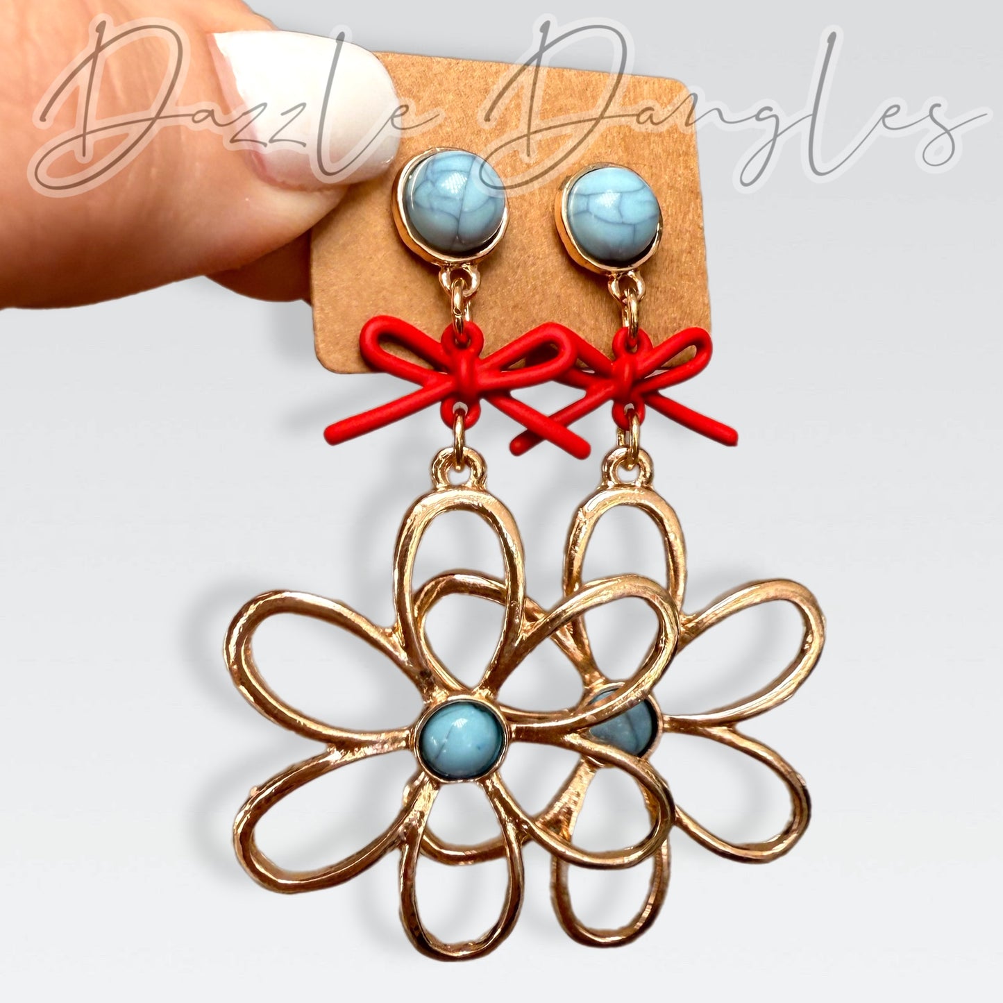 Flower Stone Dangles (post back)