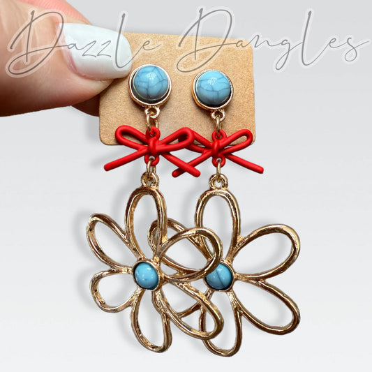 Flower Stone Dangles (post back)
