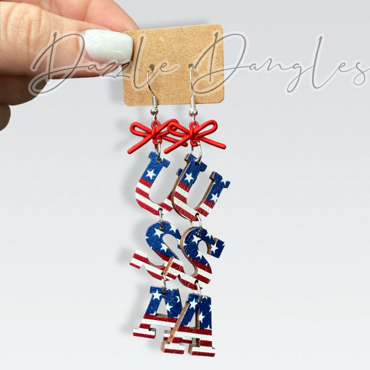 USA Flag bow Dangles