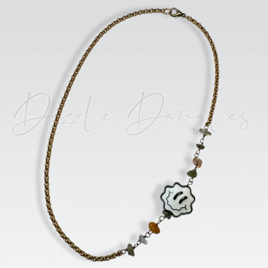 Black Drippy Smiley Stone Chip Boys Chain