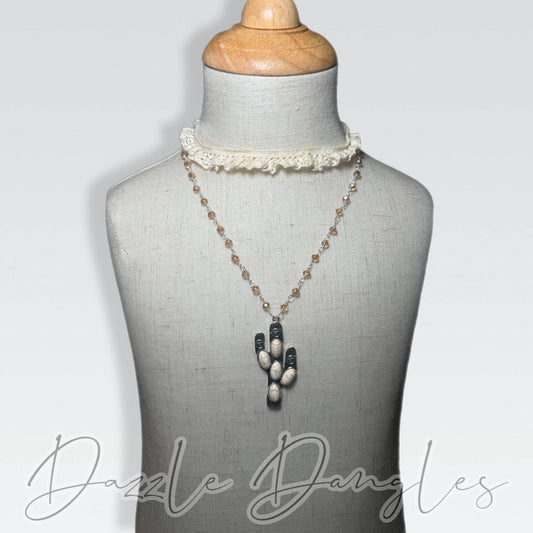 Neutral Cactus beaded necklace